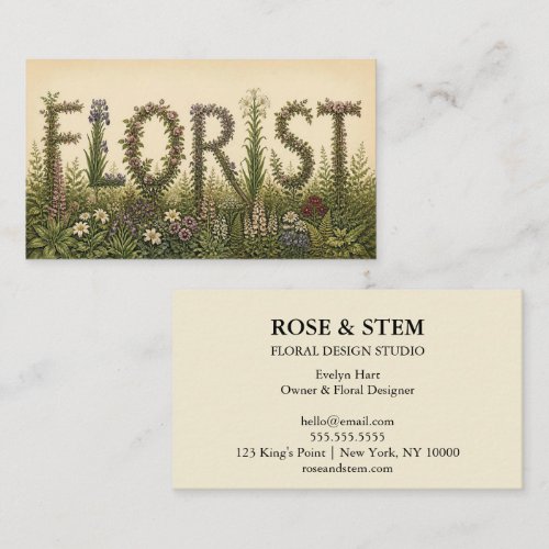 Vintage Botanical FLORIST Floral Business Card