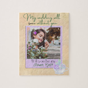 Vintage Botanical Flower Girl Proposal Jigsaw Puzzle