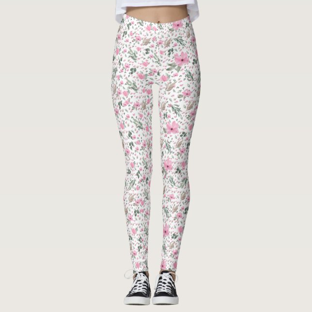 Vintage Botanical Flower Leggings (Front)