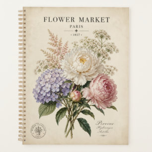Vintage Botanical Flower Market Poster   Elegant F Planner