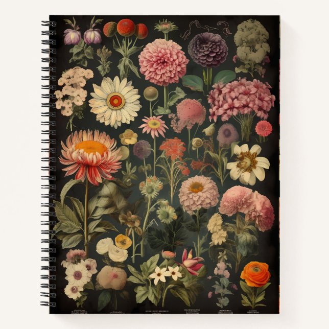 Vintage Botanical Flower Notebook – Elegant Floral (Front)