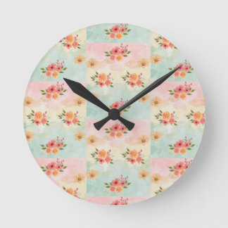Vintage Botanical Flower Pattern Decorative Wall C Round Clock