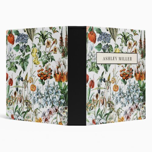 Vintage Botanical Flower Personalized 3 Ring Binder