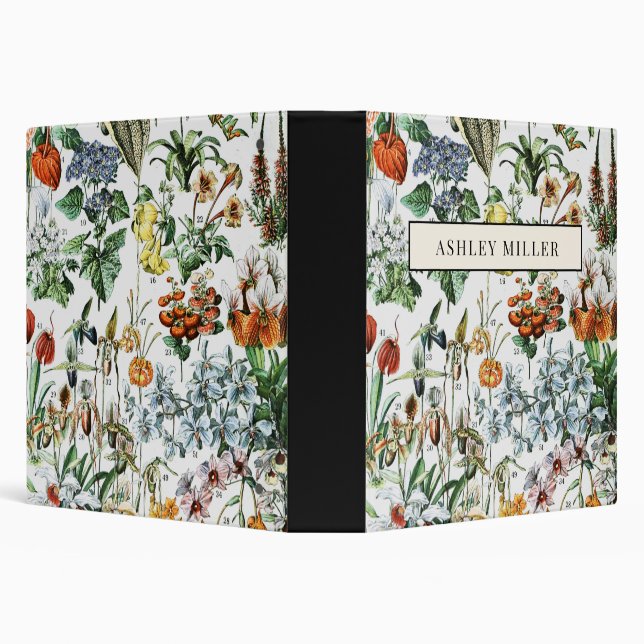 Vintage Botanical Flower Personalized 3 Ring Binder (Background)