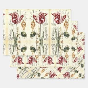 Vintage Botanical Flower Spring Mother's Day Tulip Wrapping Paper Sheets
