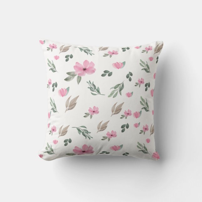 Vintage Botanical Flower Throw Pillow (Front)