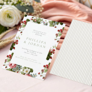 Vintage Botanical Flowers & Berries Couples Shower Invitation