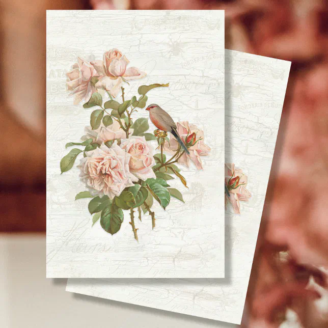 Vintage Botanical Flowers Birds Ephemera Decoupage Tissue Paper | Zazzle