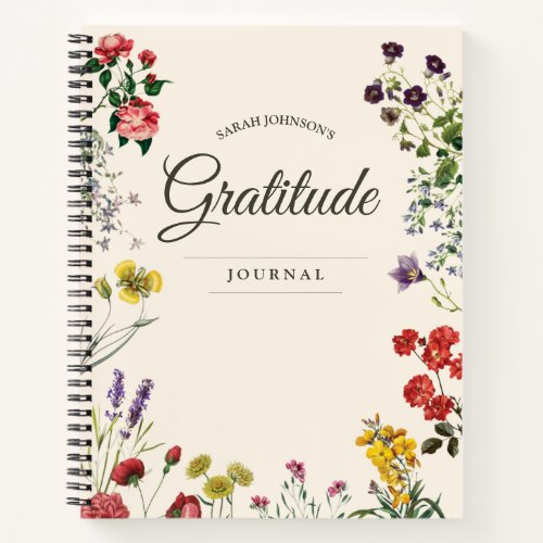 Vintage Botanical Flowers Gratitude Journal