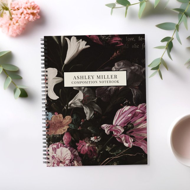 Vintage Botanical Flowers Personalized Composition Notebook (Creator Uploaded)