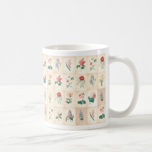 Vintage botanical Fowers pattern White mug