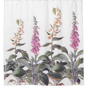 Vintage Botanical Foxglove Flowers Floral Shower Curtain