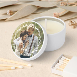 Vintage Botanical Frame Monogrammed Photo Mini Candle Favors