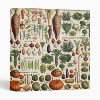 vintage botanical French garden vegetables  3 Ring Binder