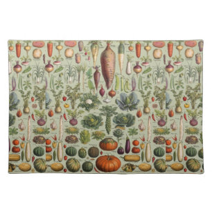 vintage botanical French garden vegetables Cloth Placemat
