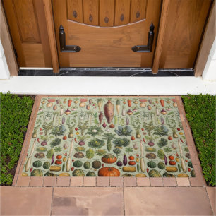 vintage botanical French garden vegetables Doormat