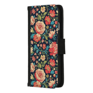 Vintage Botanical Garden Floral Pattern-Blue iPhone 8/7 Wallet Case
