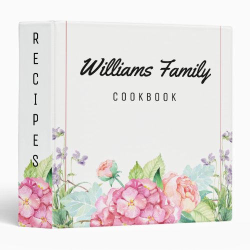 Vintage Botanical Garden Flower Recipes Book 3 Ring Binder
