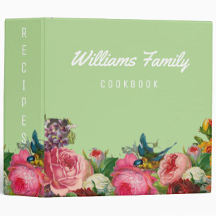 Vintage Botanical Garden Flower Recipes Book 3 Ring Binder