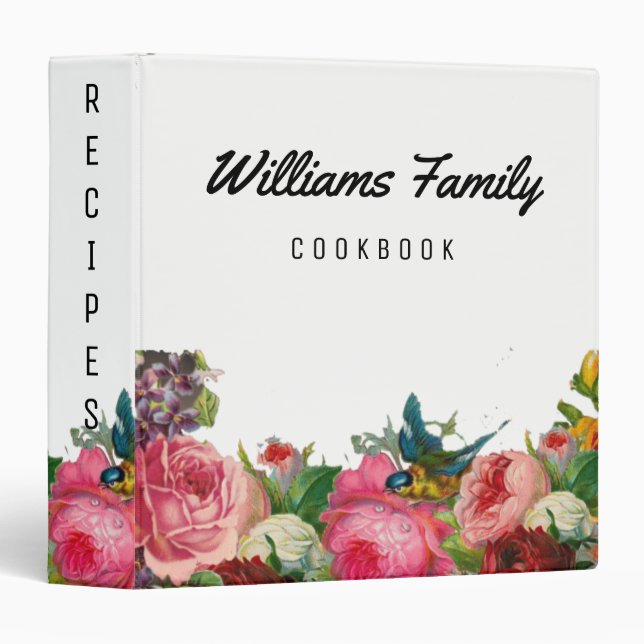 Vintage Botanical Garden Flower Recipes Book Binder (Front/Spine)