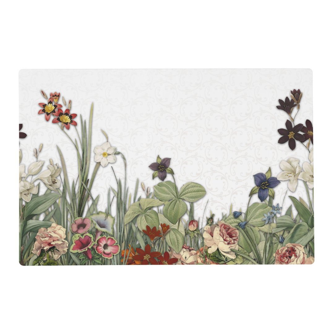 Vintage Botanical Garden Flowers Laminate Placemat Zazzle