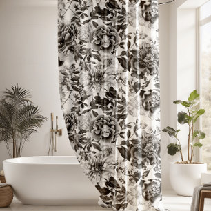 Vintage Botanical Garden Flowers Pattern  Shower Curtain