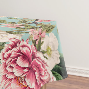 Vintage Botanical Garden Flowers Pattern Tablecloth