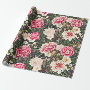Vintage Botanical Garden Flowers Pattern Wrapping Paper