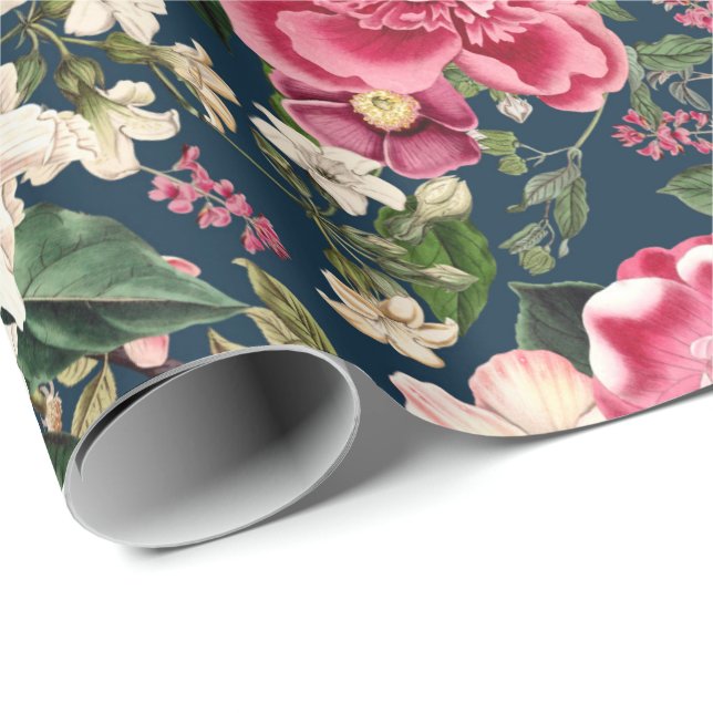 Vintage Botanical Garden Flowers Pattern Wrapping Paper (Roll Corner)