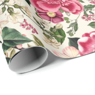 Vintage Botanical Garden Flowers Pattern Wrapping Paper