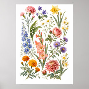 Vintage Botanical Garden Flowers Poster Print Co