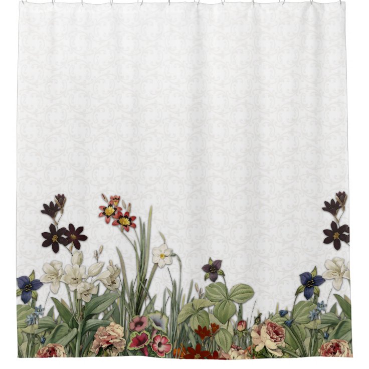 Vintage Botanical Garden Flowers Shower Curtain Zazzle