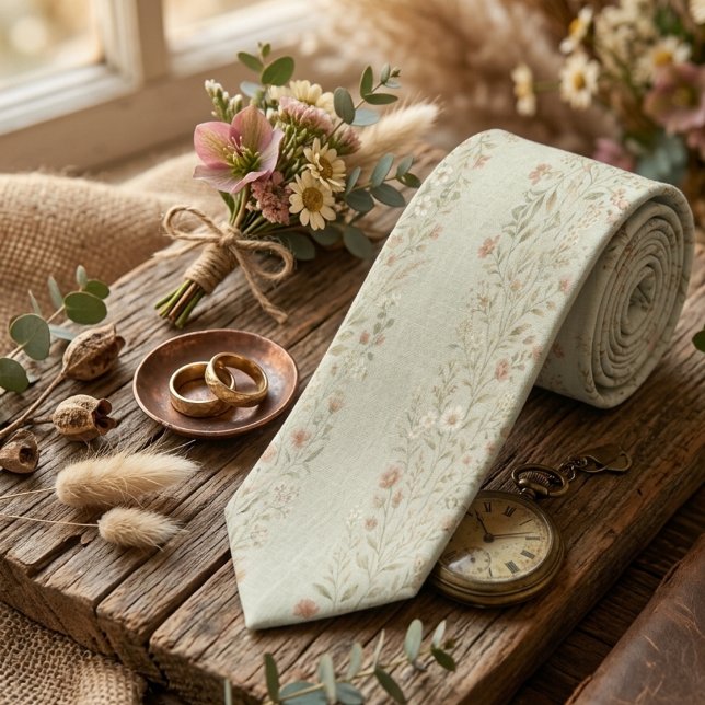 Vintage Botanical Garland Pattern Neck Tie (Creator Uploaded)