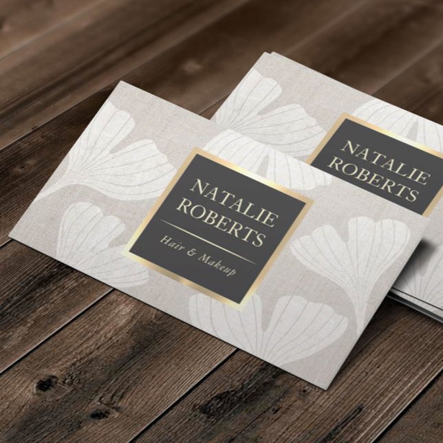 Vintage Botanical Ginkgo Makeup Artist Hair Salon Business Card (Creator Uploaded)