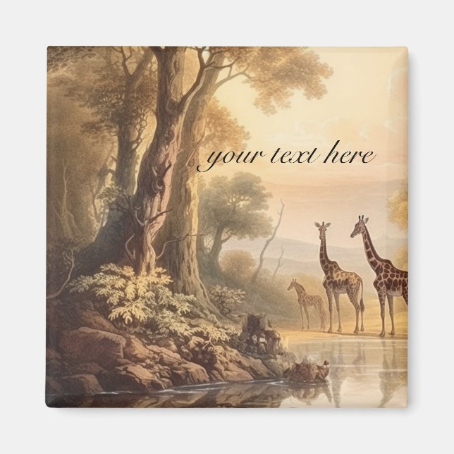 Vintage botanical giraffes, customizable  magnet (Front)