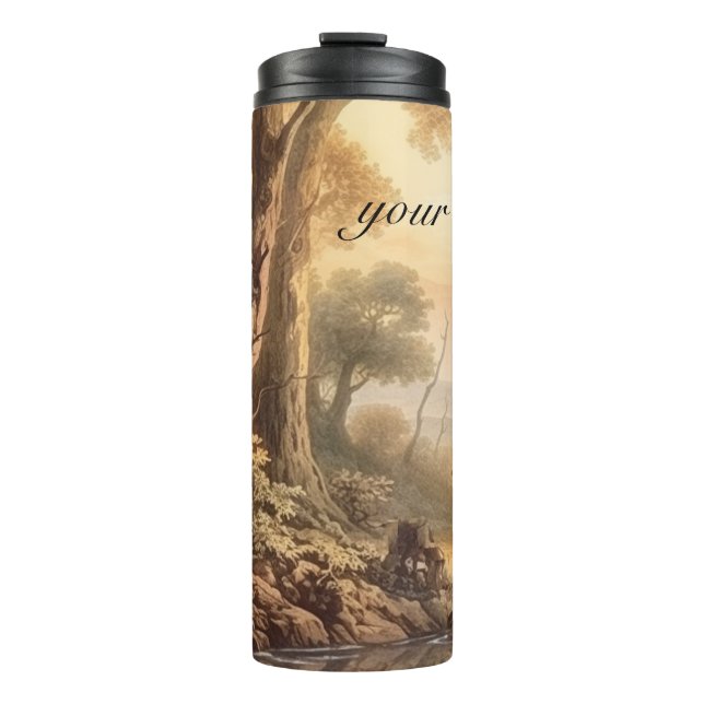 Vintage botanical giraffes, customizable  thermal tumbler (Front)