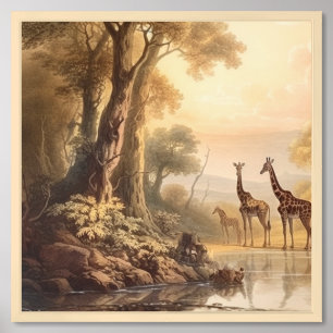 Vintage botanical giraffes  framed art