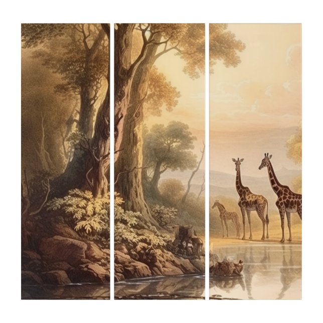 Vintage botanical giraffes  triptych (Front)