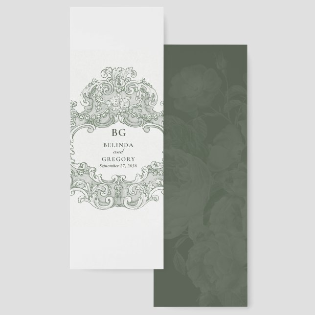 Vintage Botanical Green Garden Party Wedding Theme Bookmarks (Front & Back)