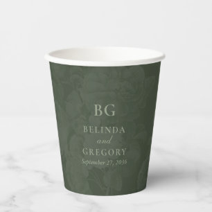Vintage Botanical Green Garden Party Wedding Theme Paper Cups
