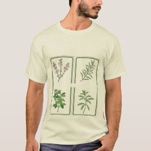 Vintage Botanical Herb Garden Sketch T-Shirt