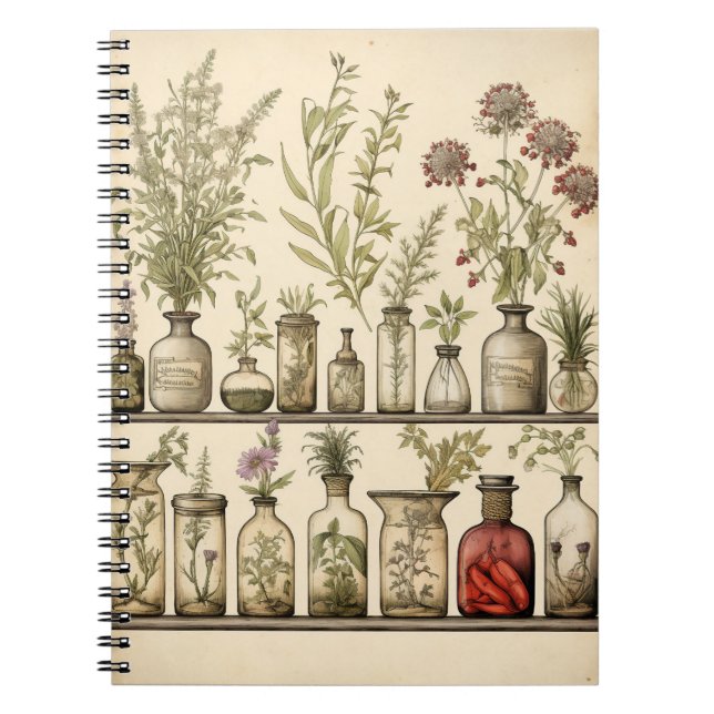 Vintage Botanical Herb Recipe Journal  (Front)