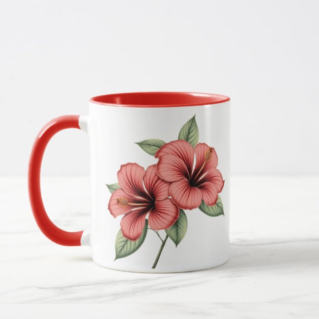 Vintage Botanical Hibiscus Coffee, tea mug (Left)
