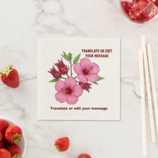 Vintage Botanical Hibiscus Flower edit Napkins