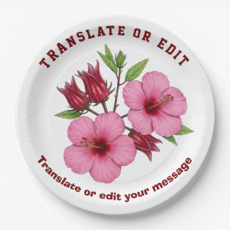 Vintage Botanical Hibiscus Flower edit Paper Plates