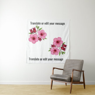 Vintage Botanical Hibiscus Flower Roselle Floral A Tapestry