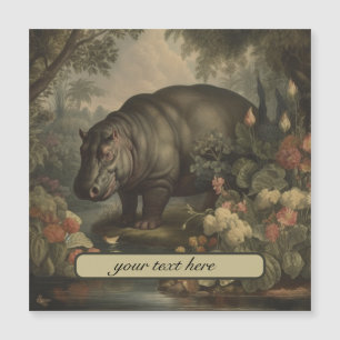 Vintage Botanical Hippo, customizable Magnetic Invitation