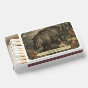 Vintage Botanical Hippo, customizable  Matchboxes