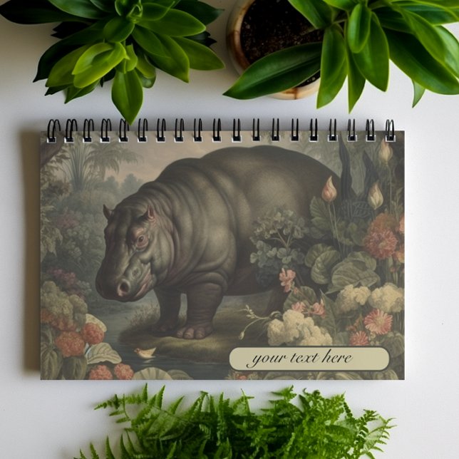 Vintage Botanical Hippo, customizable  Notebook (Creator Uploaded)