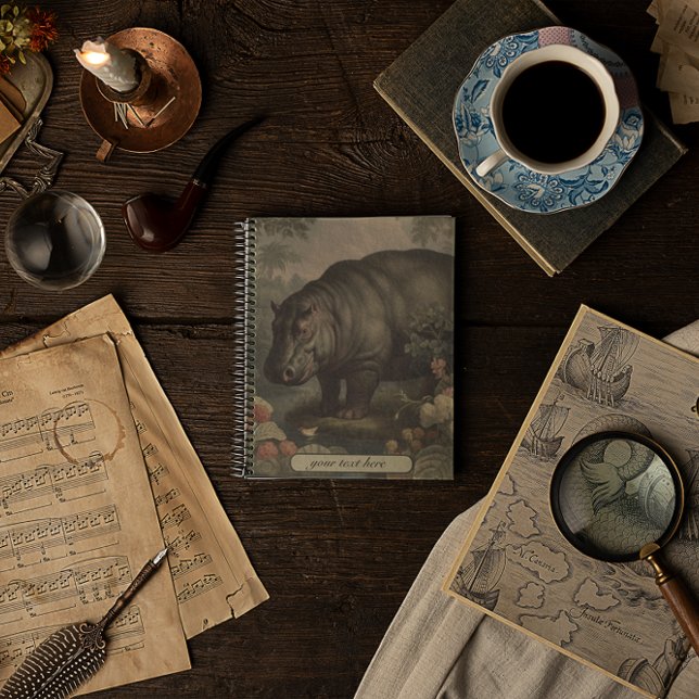 Vintage Botanical Hippo, customizable  Notebook (Creator Uploaded)